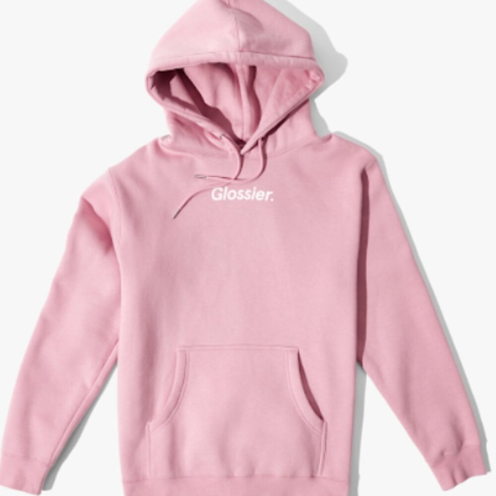 Glossier Hoodie Women's Medium Pink Pullover Sweatshirt